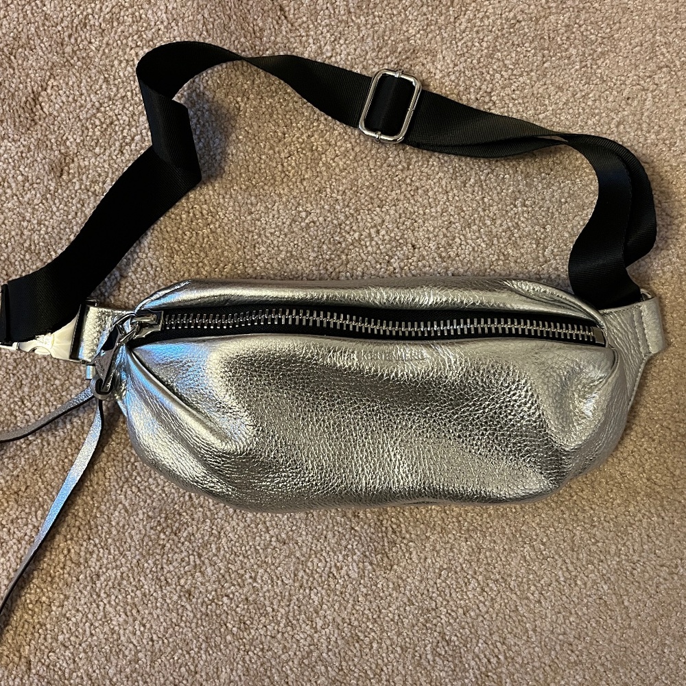 Aimee Kestenberg Silver Metallic Leather Belt Bag